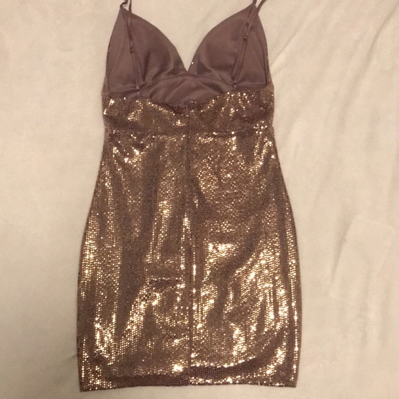 Let It Glow Purple and Gold Sequin Bodycon Dress; Lulus - Picture 2 of 2